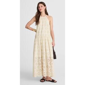 Madewell | NWT Embroidered Drop-Waist Maxi Dress Floral Eyelet Cream | Sz S